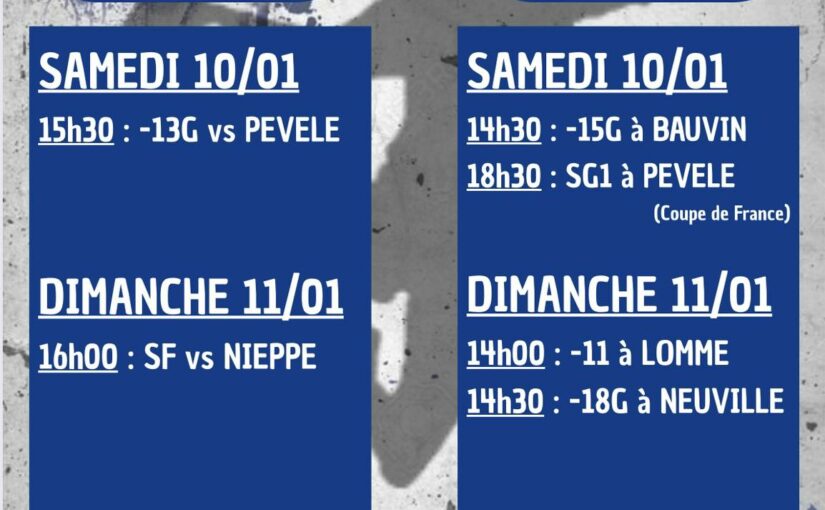 Et voici le programme du CLOSW pour ce week-end des 10 et 11 janvier !